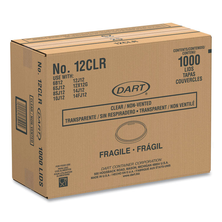 Non-Vented Cup Lids, Fits 10 oz to 14 oz Hot Cups/6 oz to 8 oz Food Containers/6 oz Bowls; Plastic, Clear, 1,000/Carton