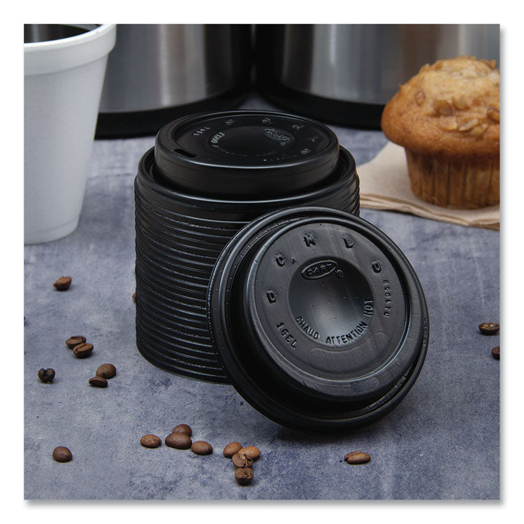 Cappuccino Dome Sipper Lids, Fits 12 oz to 24 oz Hot Cups, Plastic, Black, 100/Pack, 10 Packs/Carton