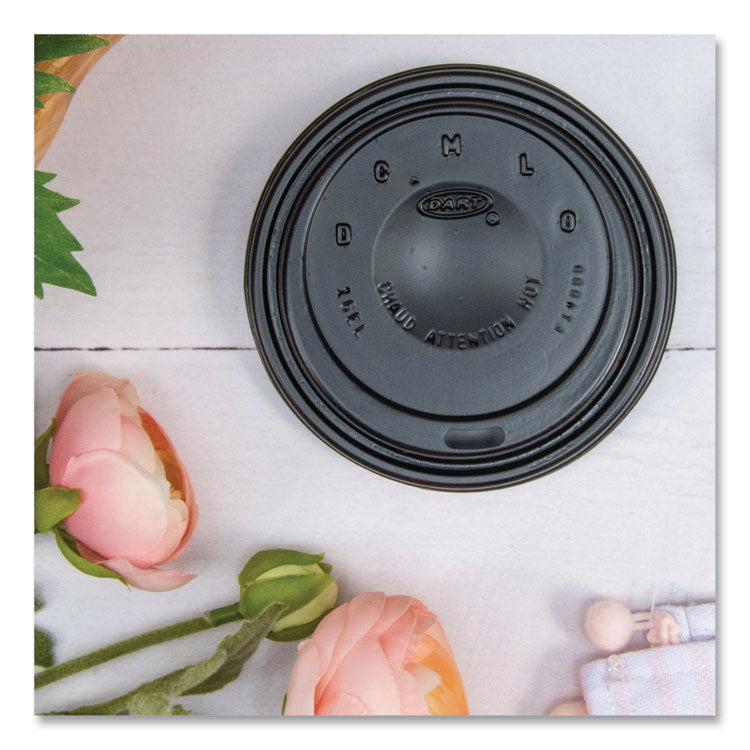 Cappuccino Dome Sipper Lids, Fits 12 oz to 24 oz Hot Cups, Plastic, Black, 100/Pack, 10 Packs/Carton
