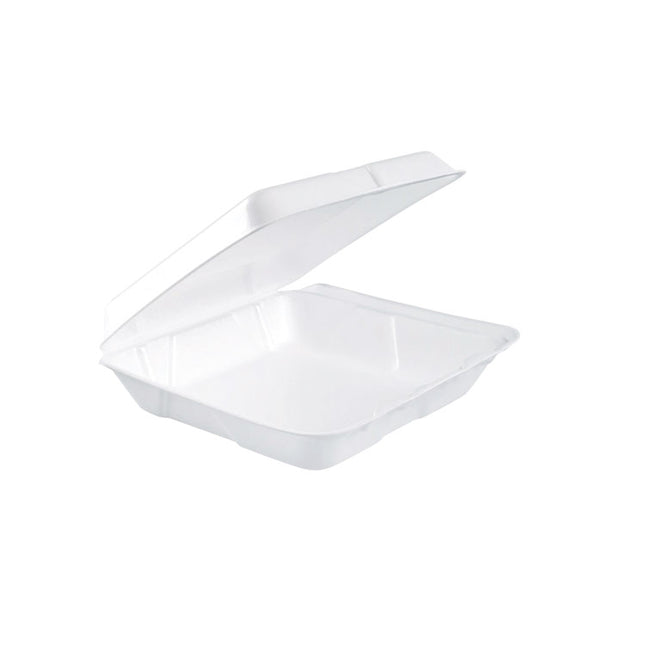 Foam Hinged Lid Containers, 7.5 x 8 x 2.2, White, 200/Carton
