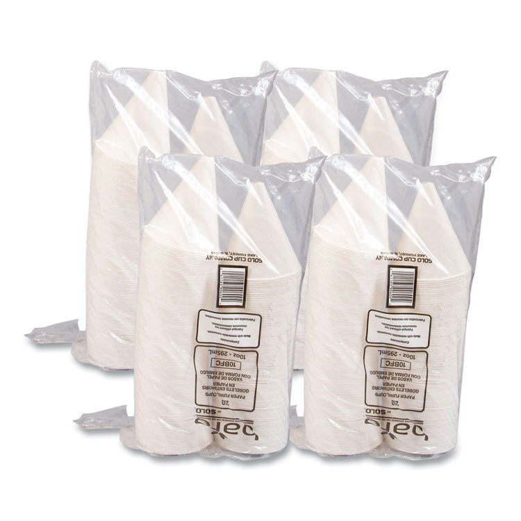 Bare Eco-Forward Treated Paper Funnel Cups, 10 oz, White, 250/Bag, 4 Bags/Carton