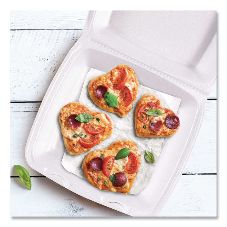 Foam Hinged Lid Container, Performer Perforated Lid, 9 X 9.4 X 3, White, 100/bag, 2 Bag/carton