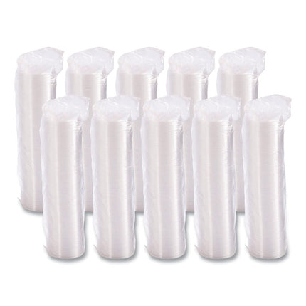 Non-Vented Cup Lids, Fits 10 oz to 14 oz Hot Cups/6 oz to 8 oz Food Containers/6 oz Bowls; Plastic, Clear, 1,000/Carton