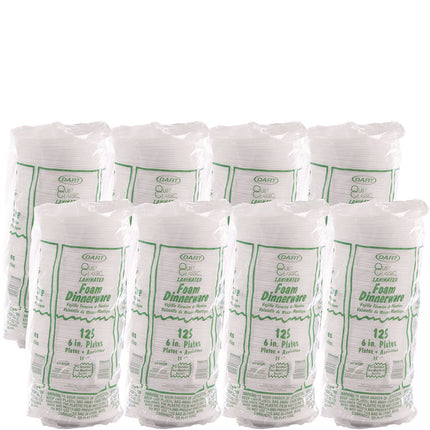 Mediumweight Foam Dinnerware, Plate, 6" dia, White, 125/Pack