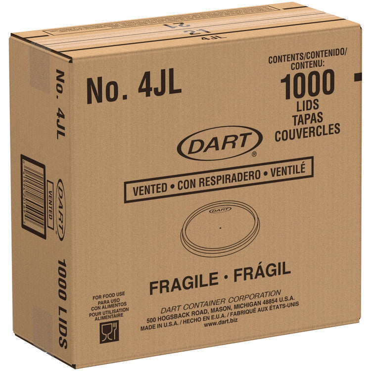 Plastic Lids, Vented, Fits 4 oz Hot Cups, Translucent, 100/Pack, 10 Packs/Carton