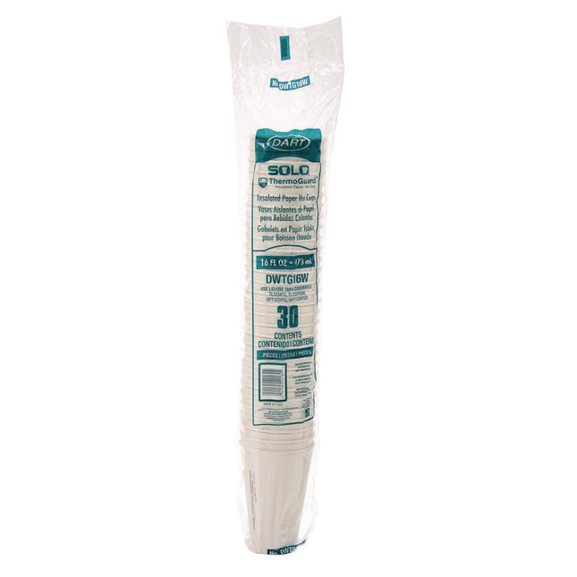 Thermoguard Insulated Paper Hot Cups, 16 oz, White Sustainable Forest Design, 30/Pack