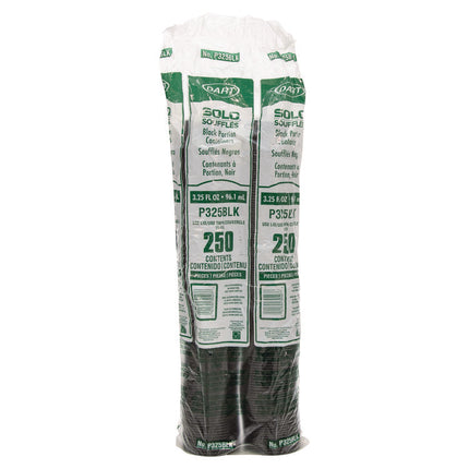 Polystyrene Portion Cups, 3.25 oz, Plastic, Black, 250/Bag, 10 Bags/Carton