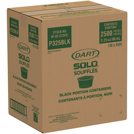 Polystyrene Portion Cups, 3.25 oz, Plastic, Black, 250/Bag, 10 Bags/Carton