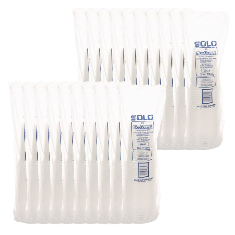 Microgourmet Plastic Deli Container, 32 oz, 4.7" Diameter x 5.7" h, Clear, 500/Carton