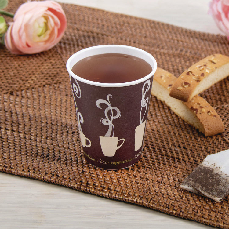 Thermoguard Insulated Paper Hot Cups, 8 oz, Steam Print Design, 1,000/Carton