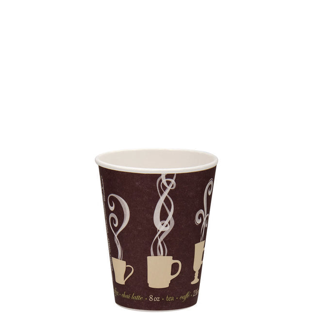 Thermoguard Insulated Paper Hot Cups, 8 oz, Steam Print Design, 1,000/Carton