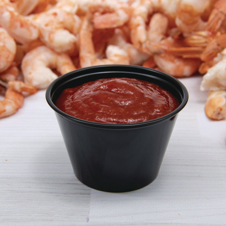 Polystyrene Portion Cups, 4 oz, Plastic, Black, 250/Bag, 10 Bags/Carton