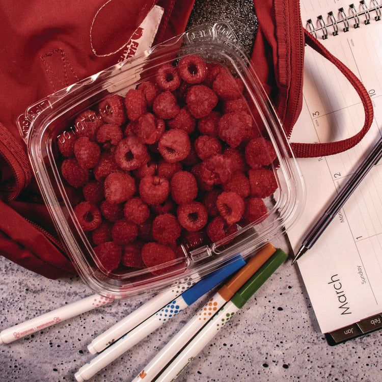 ClearPac SafeSeal rPET Tamper-Resistant Container, ProPlanet Seal, Flat Lid, 24 oz, Clear, 100/Bag, 2 Bags/Carton