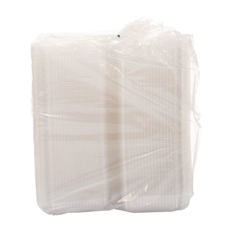 StayLock Clear Hinged Lid Containers, Oblong, 6.81 x 9.4 x 3.1, Plastic, 125/Bag, 2/Carton