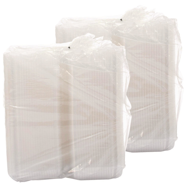 StayLock Clear Hinged Lid Containers, Oblong, 6.81 x 9.4 x 3.1, Plastic, 125/Bag, 2/Carton