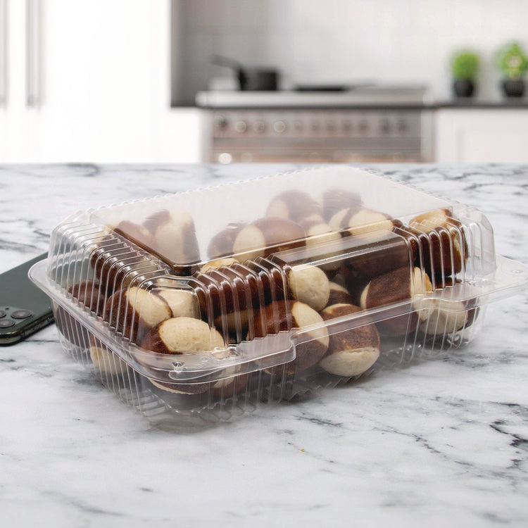 StayLock Clear Hinged Lid Containers, Oblong, 6.81 x 9.4 x 3.1, Plastic, 125/Bag, 2/Carton