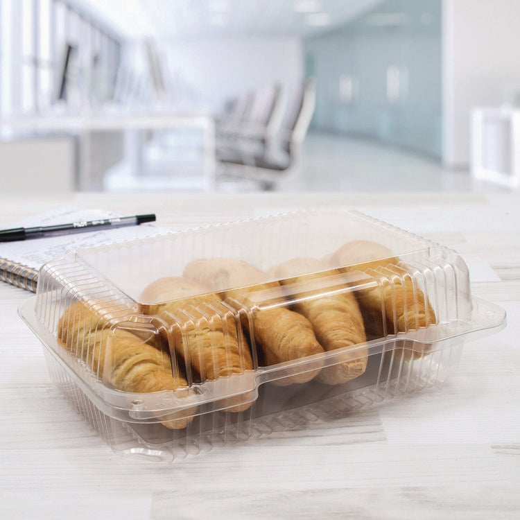 StayLock Clear Hinged Lid Containers, Oblong, 6.81 x 9.4 x 3.1, Plastic, 125/Bag, 2/Carton