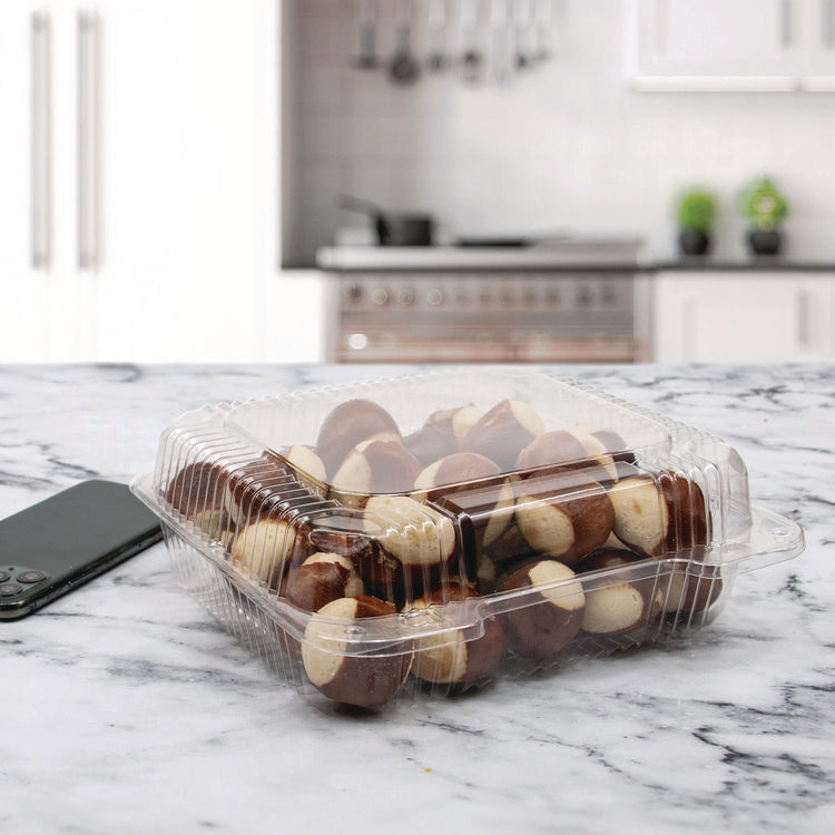 StayLock Clear Hinged Lid Containers, 8.6 x 9 x 3, Clear, Plastic, 100/Pack, 2 Packs/Carton