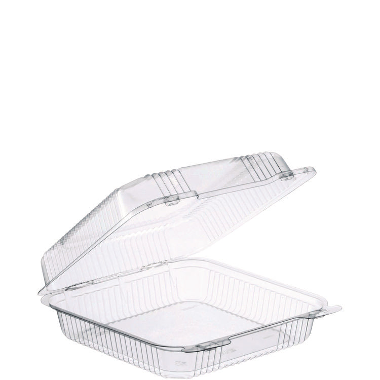 StayLock Clear Hinged Lid Containers, 8.6 x 9 x 3, Clear, Plastic, 100/Pack, 2 Packs/Carton
