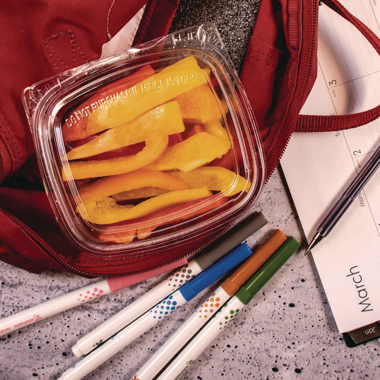 ClearPac SafeSeal Tamper-Resistant/Evident Containers, Domed Lid, 8 oz, Clear, Plastic, 100/Bag, 2 Bags/Carton