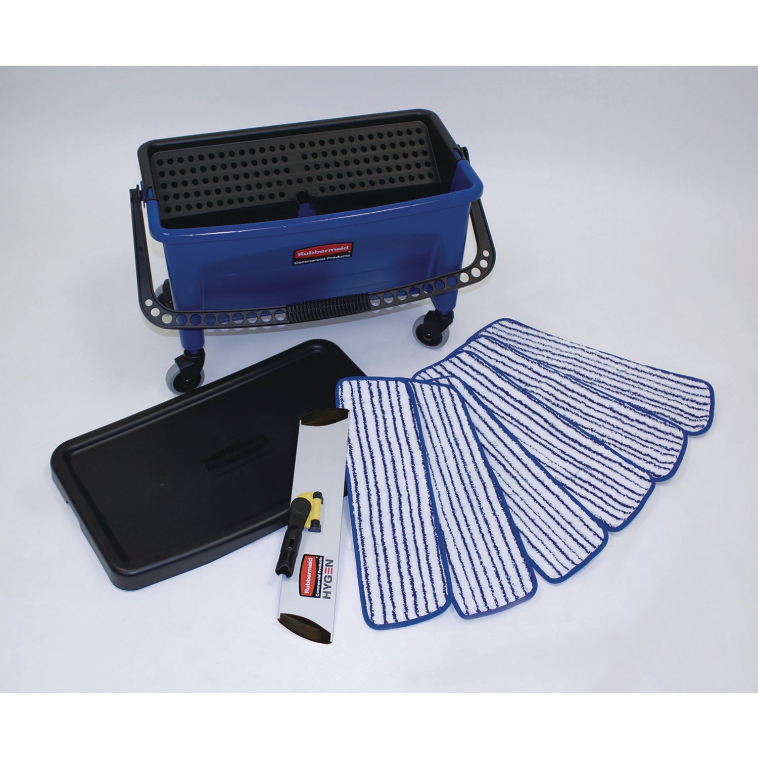 Microfiber Floor Finishing System, 3 gal, Blue/black/white