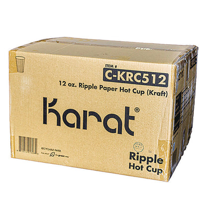 Ripple Hot Cups, 12 oz, Paper, Kraft/White, 500/Carton