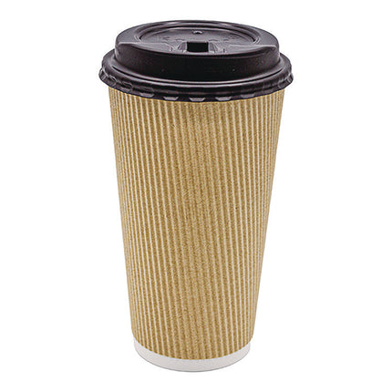 Ripple Hot Cups, 20 oz, Paper, Kraft/White, 500/Carton