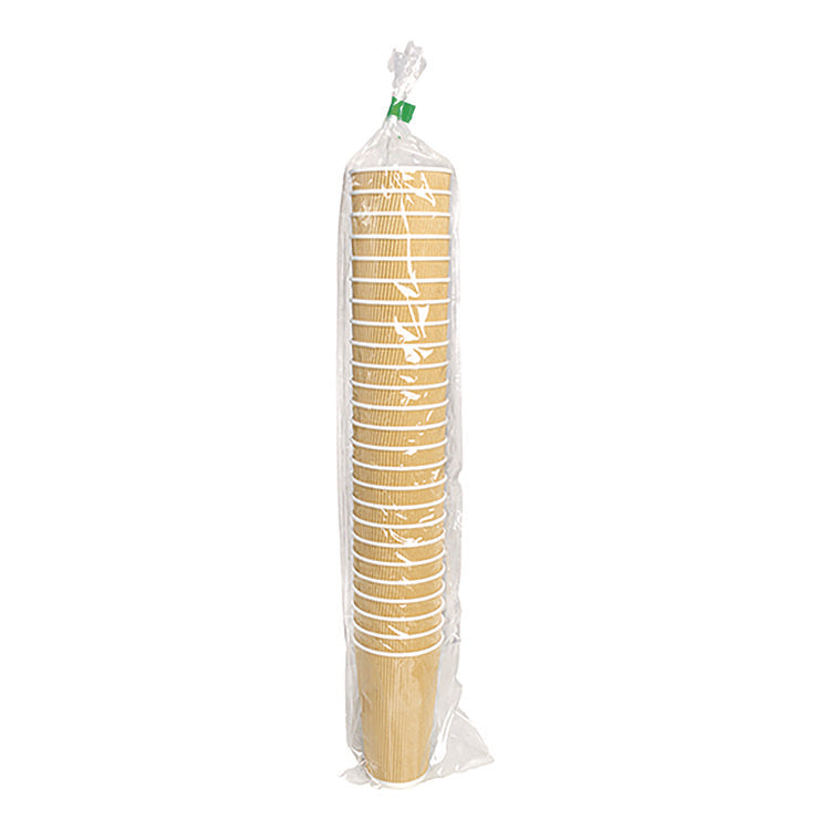 Ripple Hot Cups, 20 oz, Paper, Kraft/White, 500/Carton
