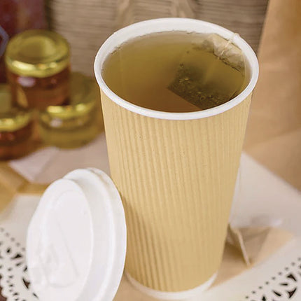 Ripple Hot Cups, 20 oz, Paper, Kraft/White, 500/Carton