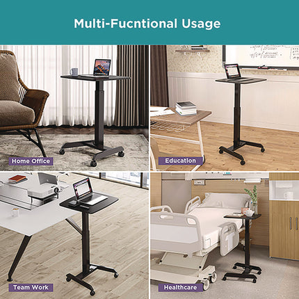 Mobile Sit-to-Stand Desk, 23.5 x 20.5 x 29.75 to 44.25, Black