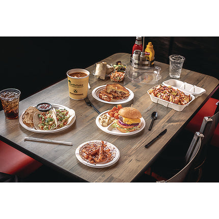 EarthChoice PFAS Free Compostable Dinnerware, Plate, Sugarcane, 10.25" dia, Natural, 500/Carton