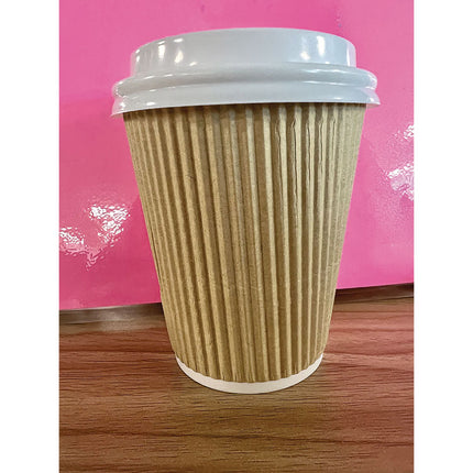 Ripple Hot Cups, 8 oz, Paper, Kraft/White, 500/Carton