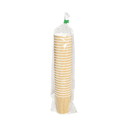 Ripple Hot Cups, 8 oz, Paper, Kraft/White, 500/Carton