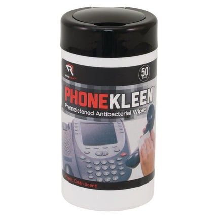 PhoneKleen Wet Wipes, Cloth, 5 x 5, 50/Tub