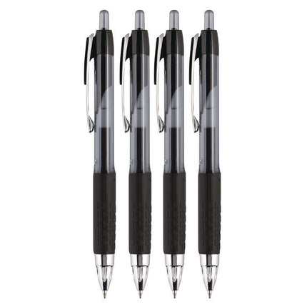 Signo 207 Gel Pen, Retractable, Fine 0.5 mm, Black Ink, Smoke/Black Barrel, 4/Pack