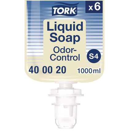 Odor-Control Hand Soap Liquid S4 Refill, Perfume-Free, 1 L, 6/Carton