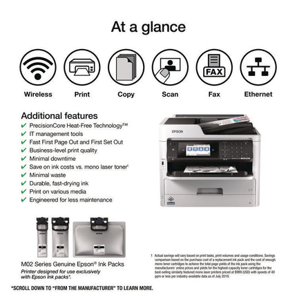 WorkForce Pro WF-M5799 Inkjet Multifunction Printer, Copy/Fax/Print/Scan