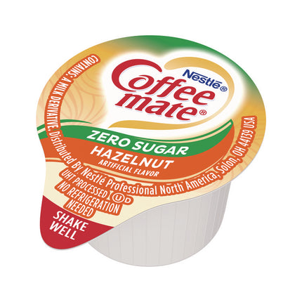 Liquid Coffee Creamer, Zero Sugar Hazelnut, 0.38 oz Mini Cups, 50/Box, 4 Boxes/Carton