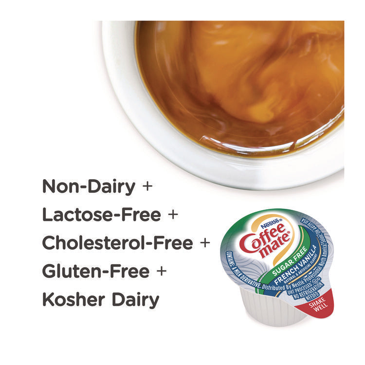 Liquid Coffee Creamer, Zero Sugar French Vanilla, 0.38 oz Mini Cups, 50/Box, 4 Boxes/Carton