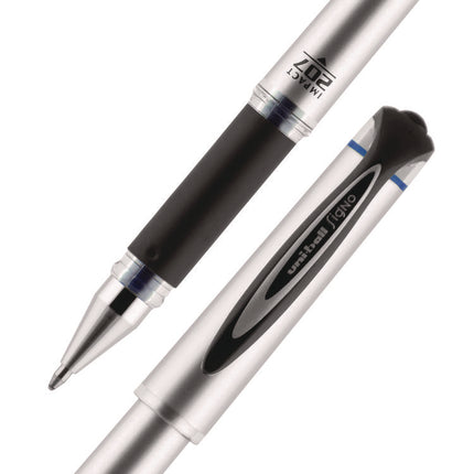 207 Impact Gel Pen, Stick, Bold 1 mm, Blue Ink, Silver/Black/Blue Barrel
