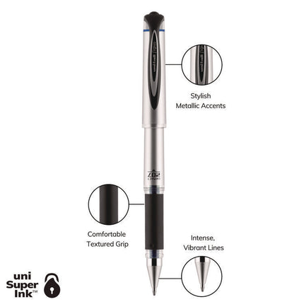 207 Impact Gel Pen, Stick, Bold 1 mm, Blue Ink, Silver/Black/Blue Barrel
