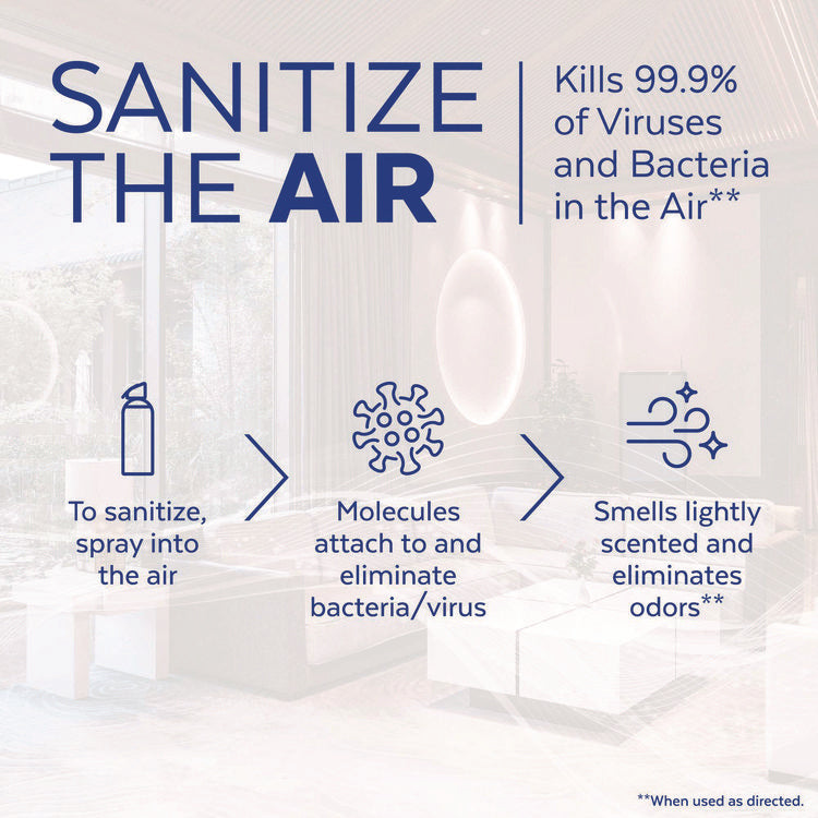 Air Sanitizer Spray, Light Breeze Scent, 10 oz Aerosol Can, 6/Carton