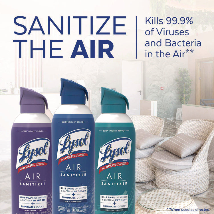Air Sanitizer Spray, Light Breeze Scent, 10 oz Aerosol Can, 6/Carton