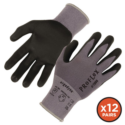ProFlex 7000 Nitrile-Coated Gloves Microfoam Palm, Gray, X-Small, 12 Pairs/Pack
