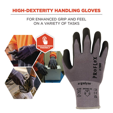 ProFlex 7000 Nitrile-Coated Gloves Microfoam Palm, Gray, X-Small, Pair
