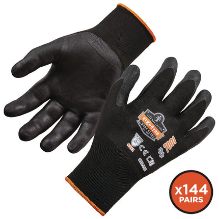 ProFlex 7001 Nitrile-Coated Gloves, Black, X-Small, 12 Pairs