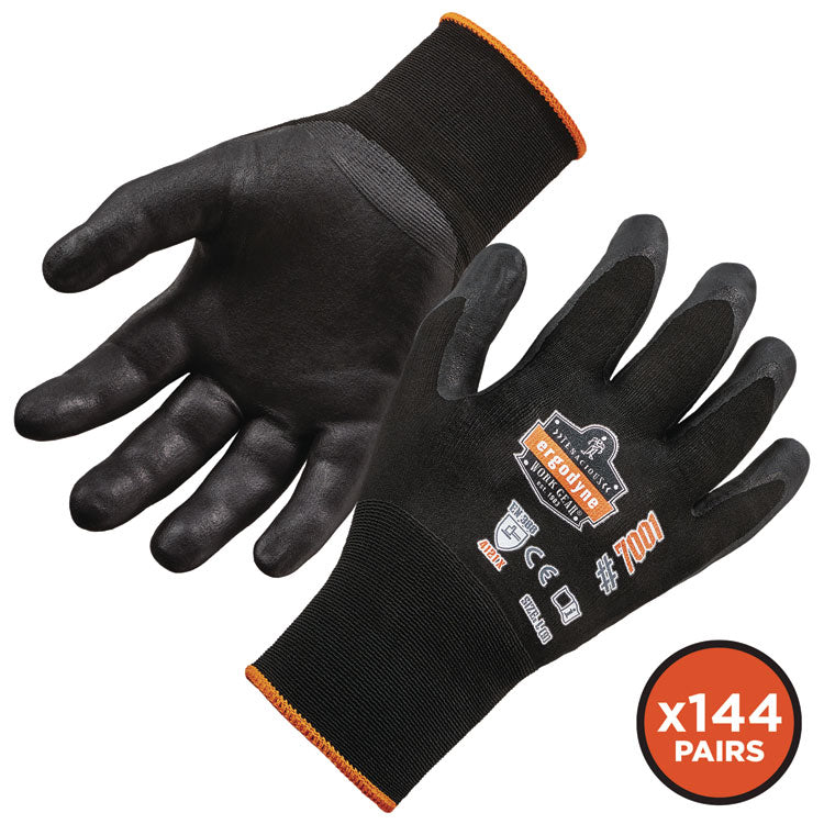 ProFlex 7001 Nitrile-Coated Gloves, Black, X-Small, 12 Pairs