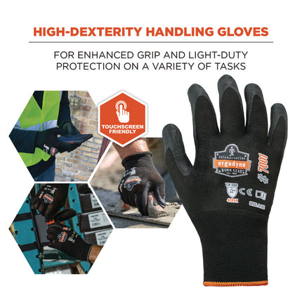 ProFlex 7001 Nitrile-Coated Gloves, Black, X-Small, 12 Pairs
