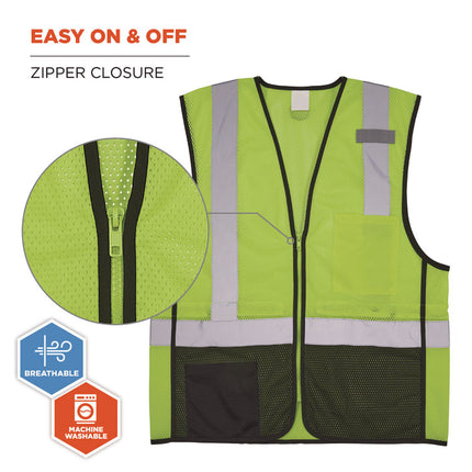 GloWear 8210Z Hi-Vis Class 2 Mesh Vest, Small to Medium, Lime