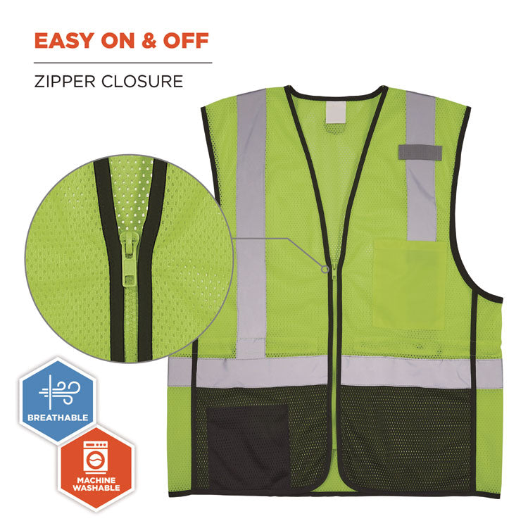 GloWear 8210Z Hi-Vis Class 2 Mesh Vest, Small to Medium, Lime